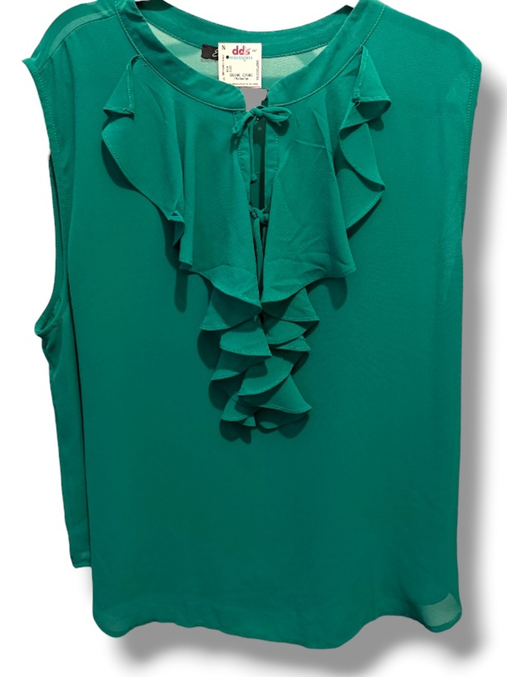 Experience Women’s Emerald Green Ruffle Sleeveless Top Blouse NWT